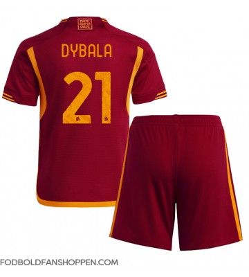 AS Roma Paulo Dybala #21 Hjemmebanetrøje Børn 2023-24 Kortærmet (+ Korte bukser)